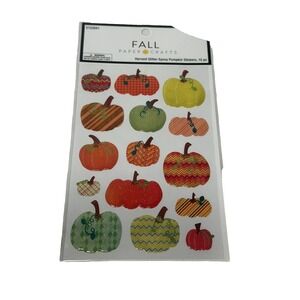 FALL PAPER CRAFTS STICKERS harvest glitter pumpkins 15 count